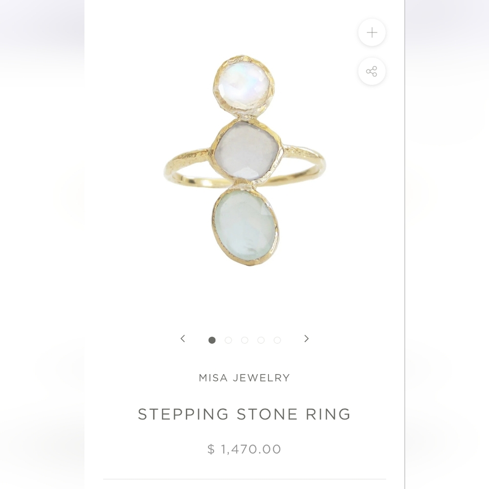 MISA 14k Gold Three Stone Ring - Picture 5 of 6